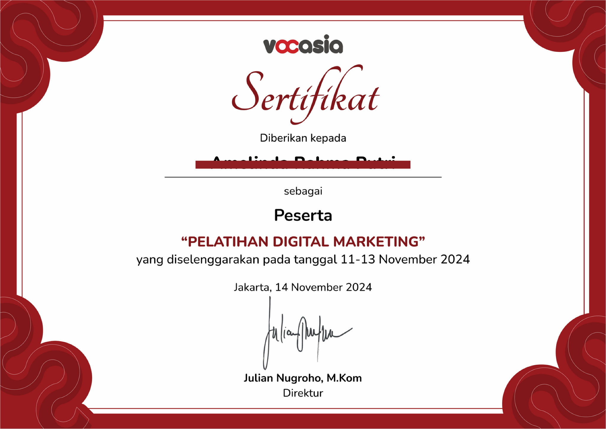 Sertifikat Pelatihan